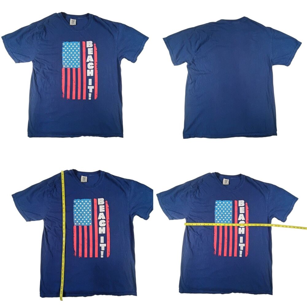 Beach It American Flag T-shirt XL Men Memorial Independence Vacation Holiday